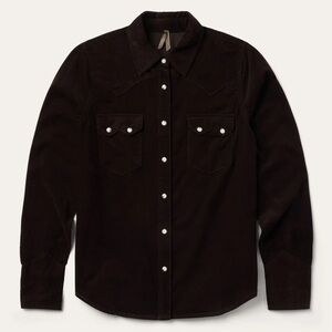 Stetson Corduroy Denim Western Snap Front Shirt Chocolate Brown Size Small NWT